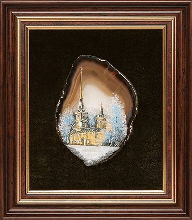 Картина из камня "Петропавловский собор" (Агат, аурипигмент, барит, лидит, амазонит - Ручная работа) (в зависимости от наличия камня) инфо 13574f.