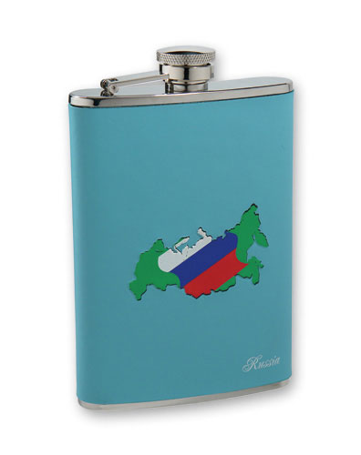 Фляга, кожа, рисунок: карта России, D-Pro, 240 мл Винные аксессуары 2010 г инфо 12324g.